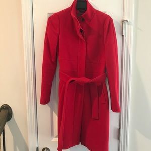 Gorgeous red J Crew double cloth wool coat size 0